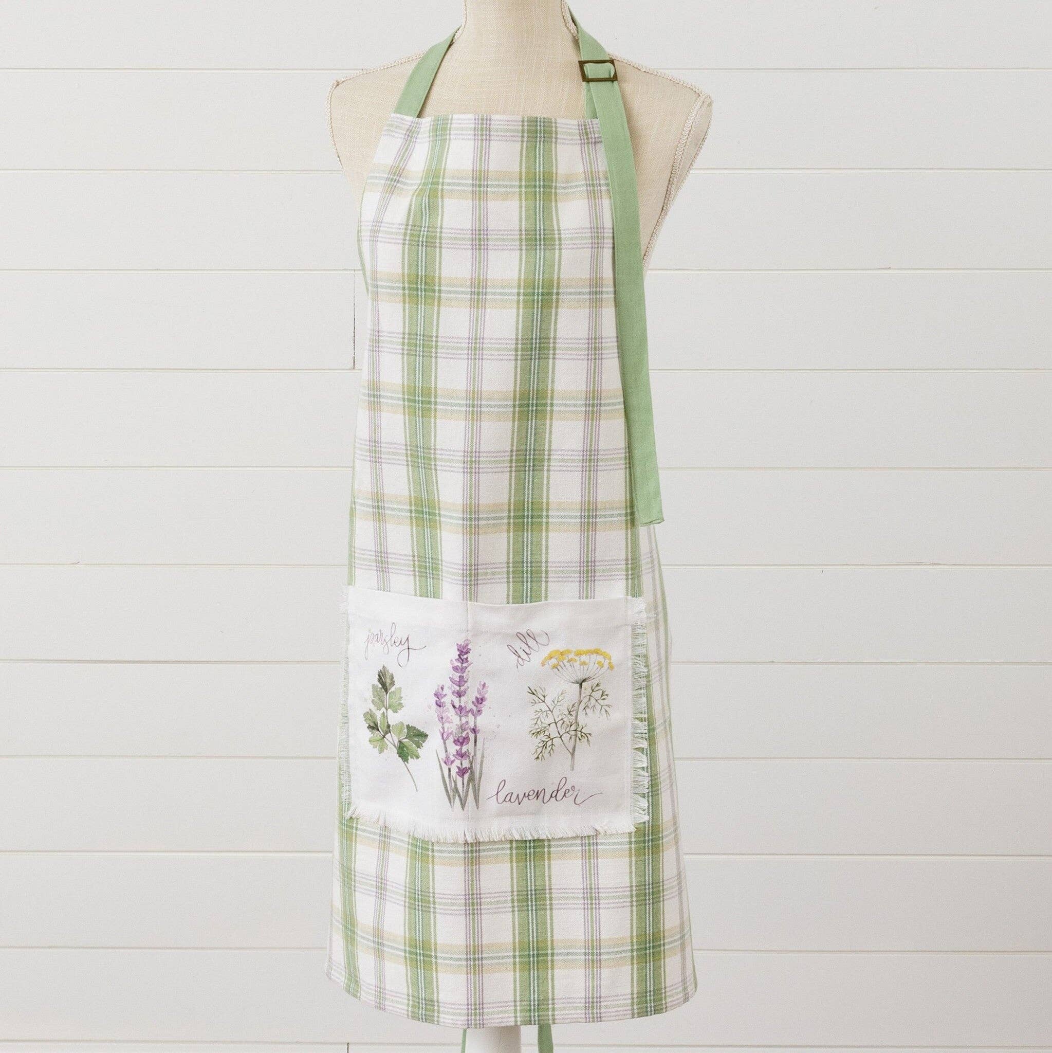 Apron Full Green checked